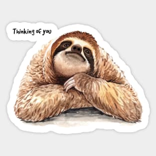 Sloth Thinking Of You Watercolor Hand Drawn Sticker